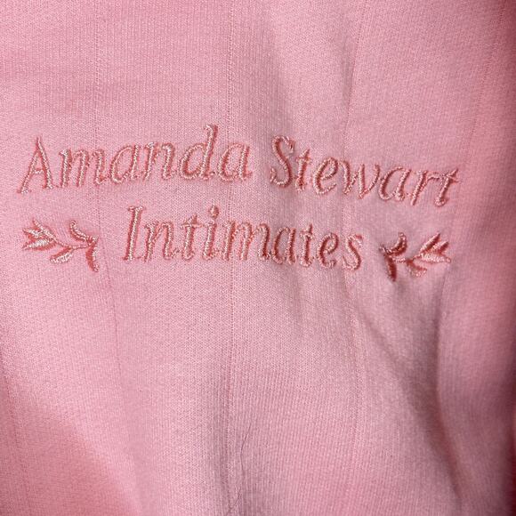 Vtg Amanda Stewart Intimates Robe Womens 2X Pink 3/4 Sleeve Belted Pockets Short - Picture 9 of 9